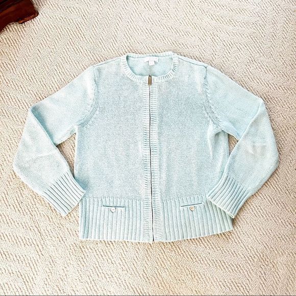 Charter Club Sweaters - Charter Club Petite Small PS Light Blue Zip Sweater